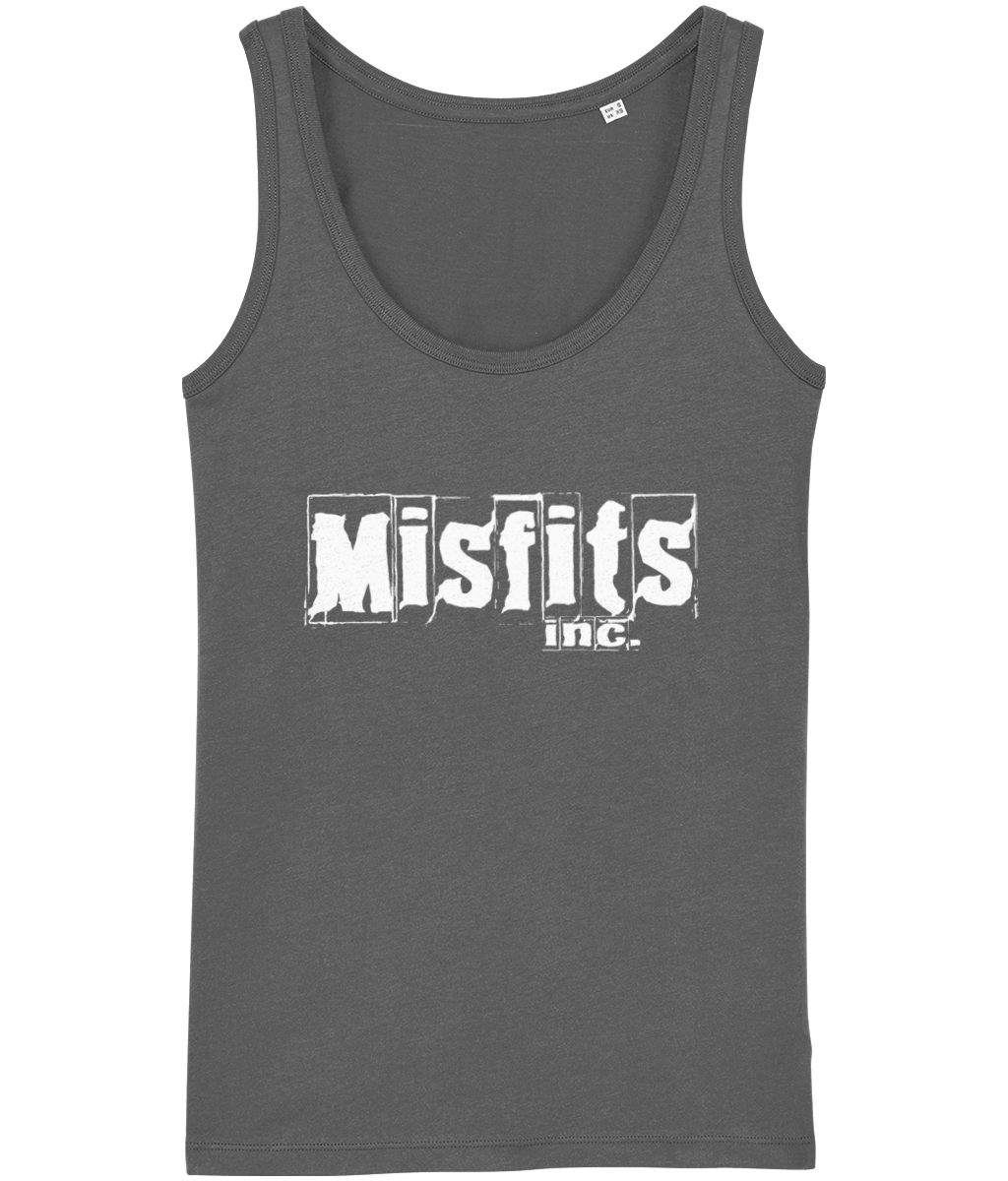 Womens Organic Cotton Vest - Misfits inc white logo