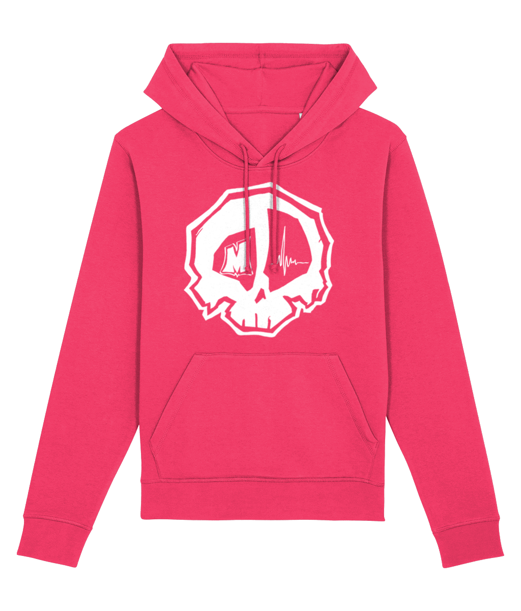 Black Skull Hoodie - Skulls Print Hoodies - ECO Organic ring-spun Combed Cotton Clothing - White Skull Hooded Sweatshirt - Skull Art & Design