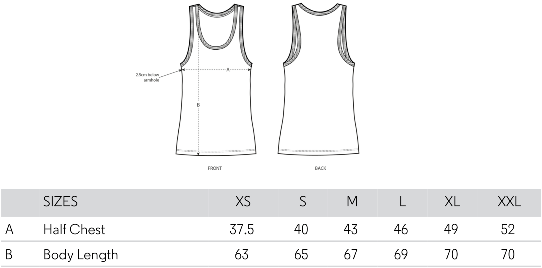 Misfits Inc - Organic Cotton Dreamer Vest - size-guide